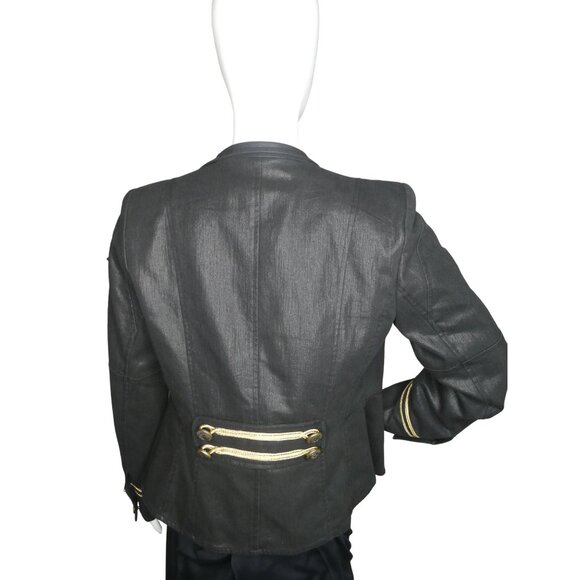 INC International Concepts‎ Black Gold Leather Jacket Women's M - Picture 4 of 5